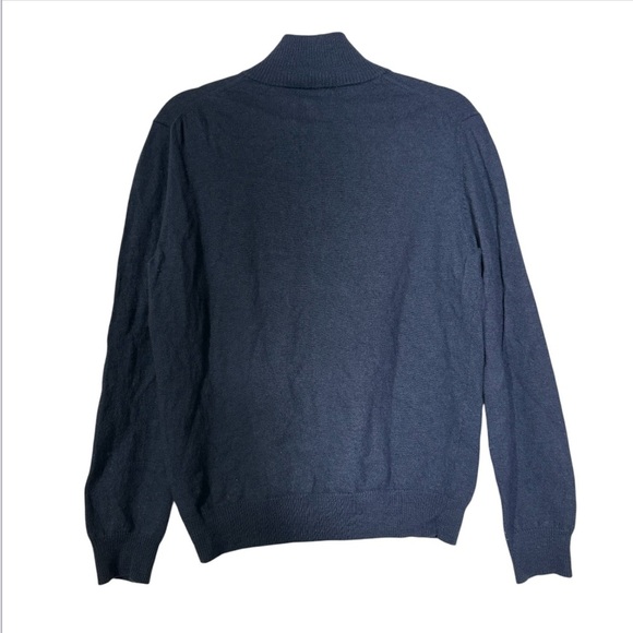 Banana Republic Merino Wool Henley Mock Neck Sweater Navy Blue Size Large - Picture 2 of 7